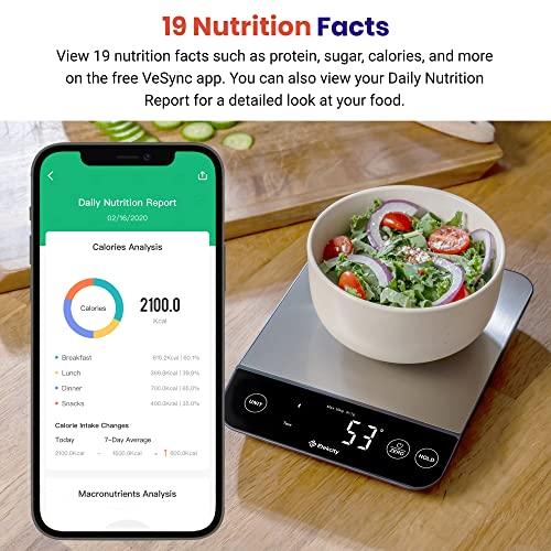 Etekcity Food Kitchen Scale, Digital Grams and Ounces for Weight Loss, Baking, Cooking, Keto and Meal Prep, LCD Display, Medium, 304 Stainless Steel