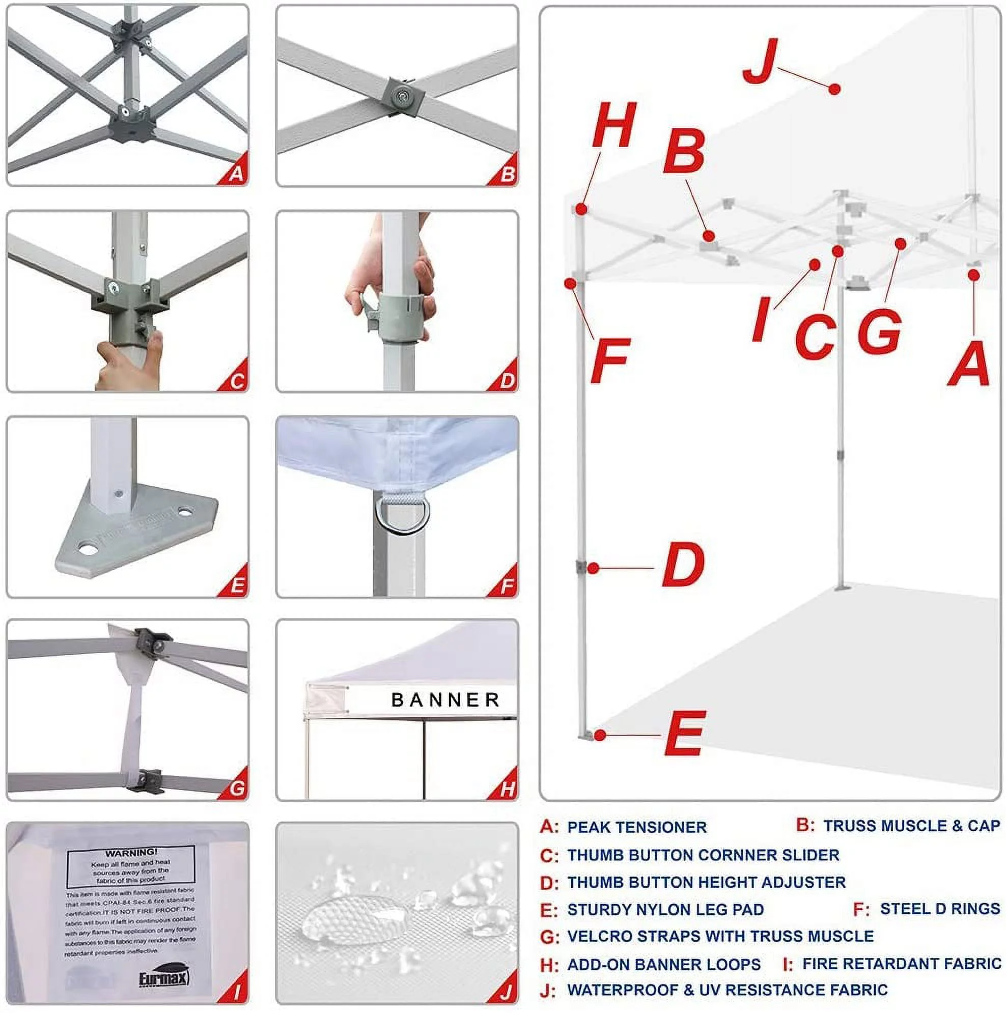 Eurmax Premium 10x10 Ft Ez Pop up Canopy Tent with Removable Sidewalls Bonus Wheeled Bag (Purple)