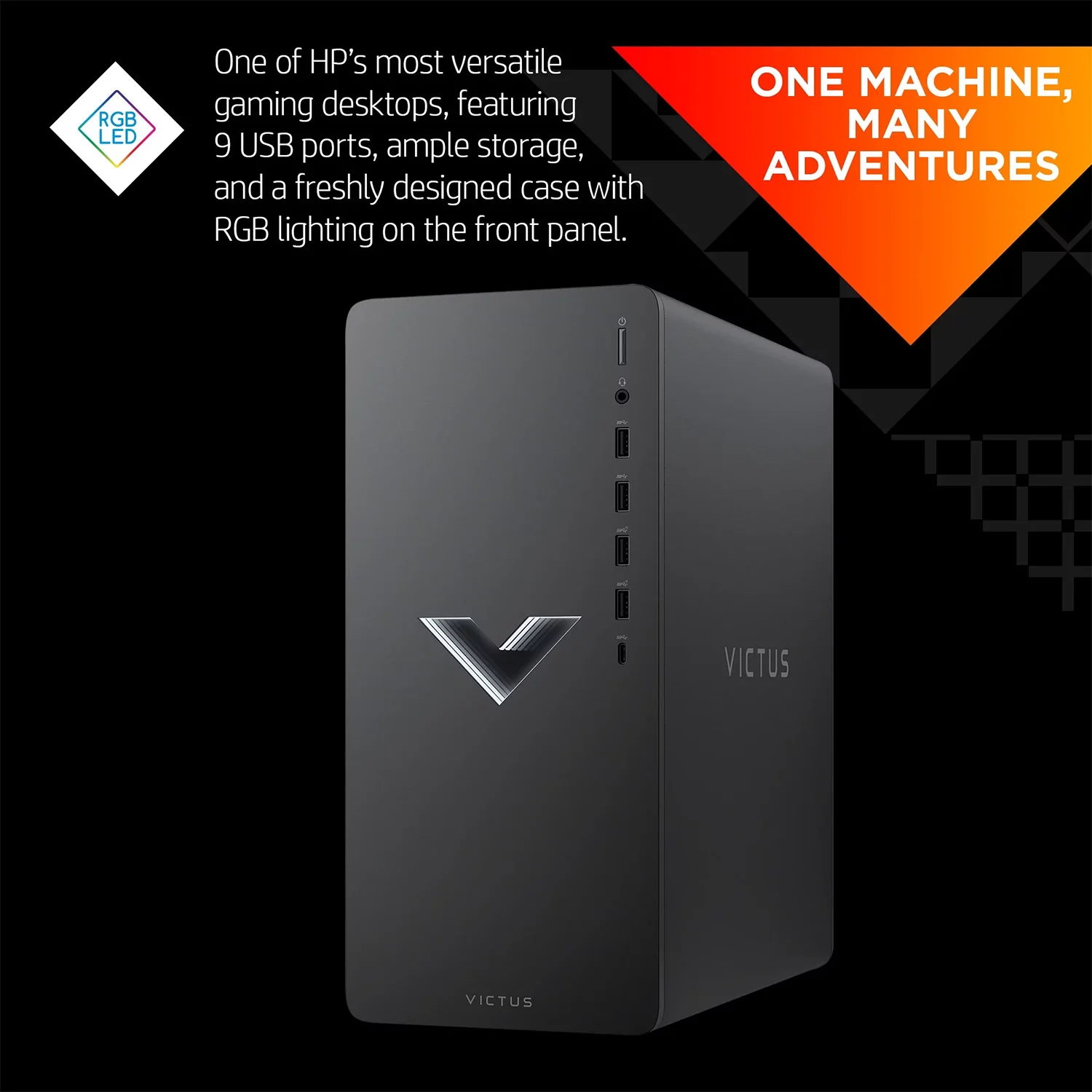 HP Victus Gaming Tower Desktop, AMD Ryzen 5 5600G, AMD Radeon RX 6400, 16GB RAM, 1TB SSD, Wi-Fi, RJ-45, HDMI,DP Port, Windows 11 Home, Wired KB & Mouse