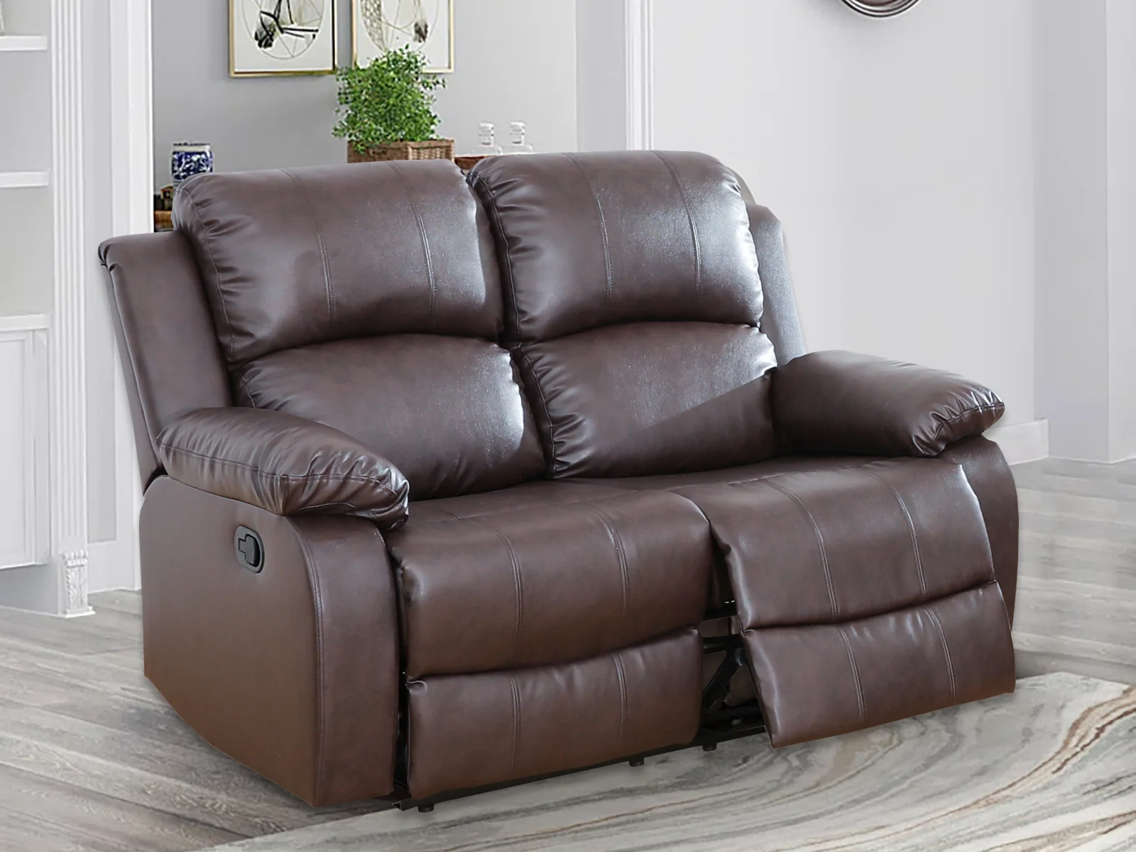 Caberryne Leather Recliner Loveseat for Living Room Furniture Set,Wall Hugger Reclining Loveseat