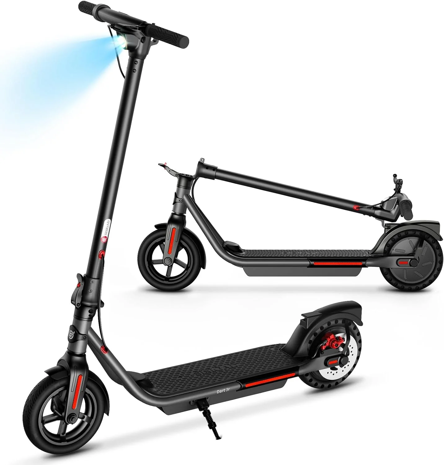 SISIGAD Electric Scooter for Adults, B15 Dart Jr 300W Folding Commuting Kick Scooter with Double Braking System, 8.5