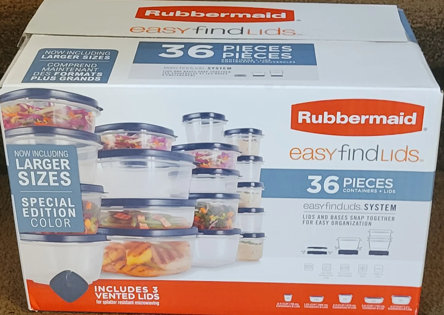 Rubbermaid  36-Piece Easy Find Lids Set Special Edition Color Includes 3 Vented Lids