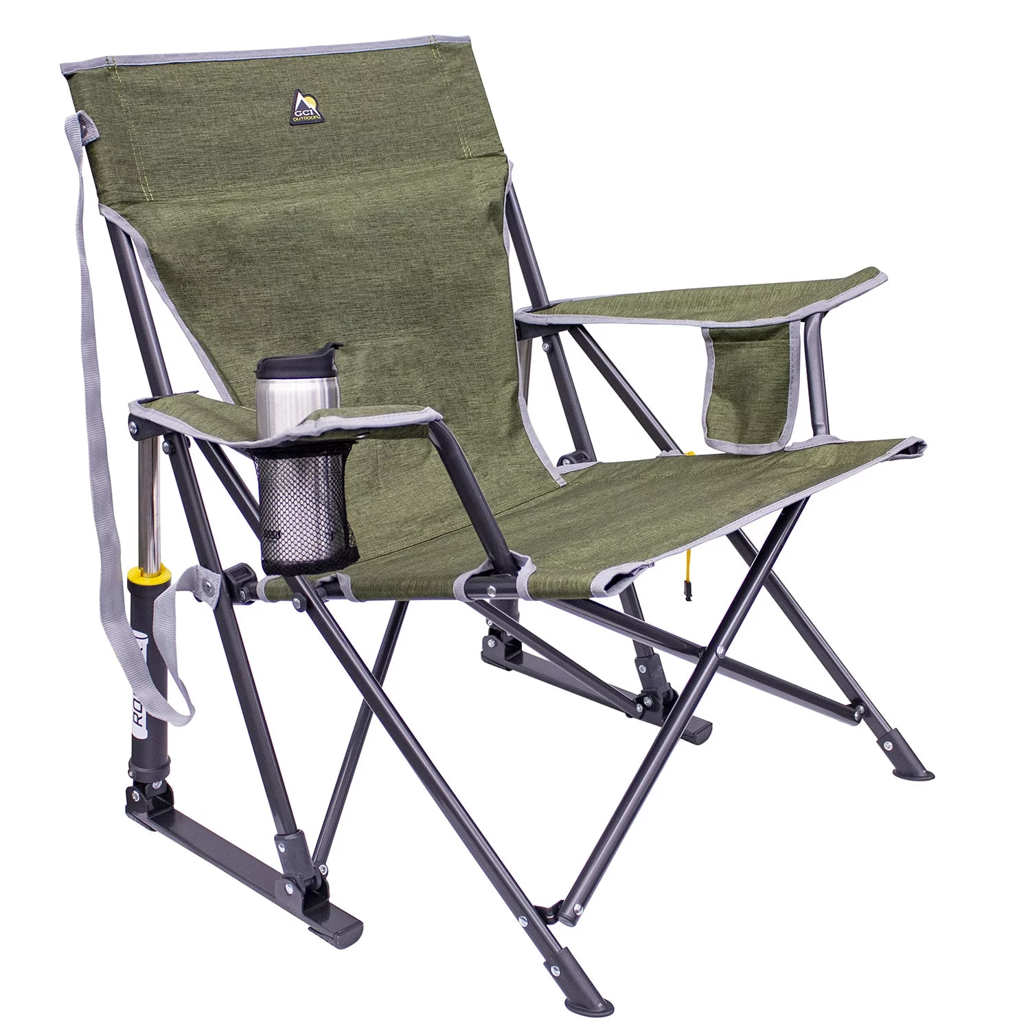 GCI Outdoor Kickback Rocker Foldable Rocking Camp Chair, Heathered Loden