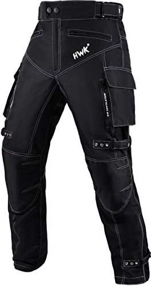 Motorcycle Pants for Men Dualsport Motocross Motorbike Pant Riding Overpants Enduro Adventure Touring Waterproof CE Armored All-Weather (Waist34''-36'' Inseam32'') Black