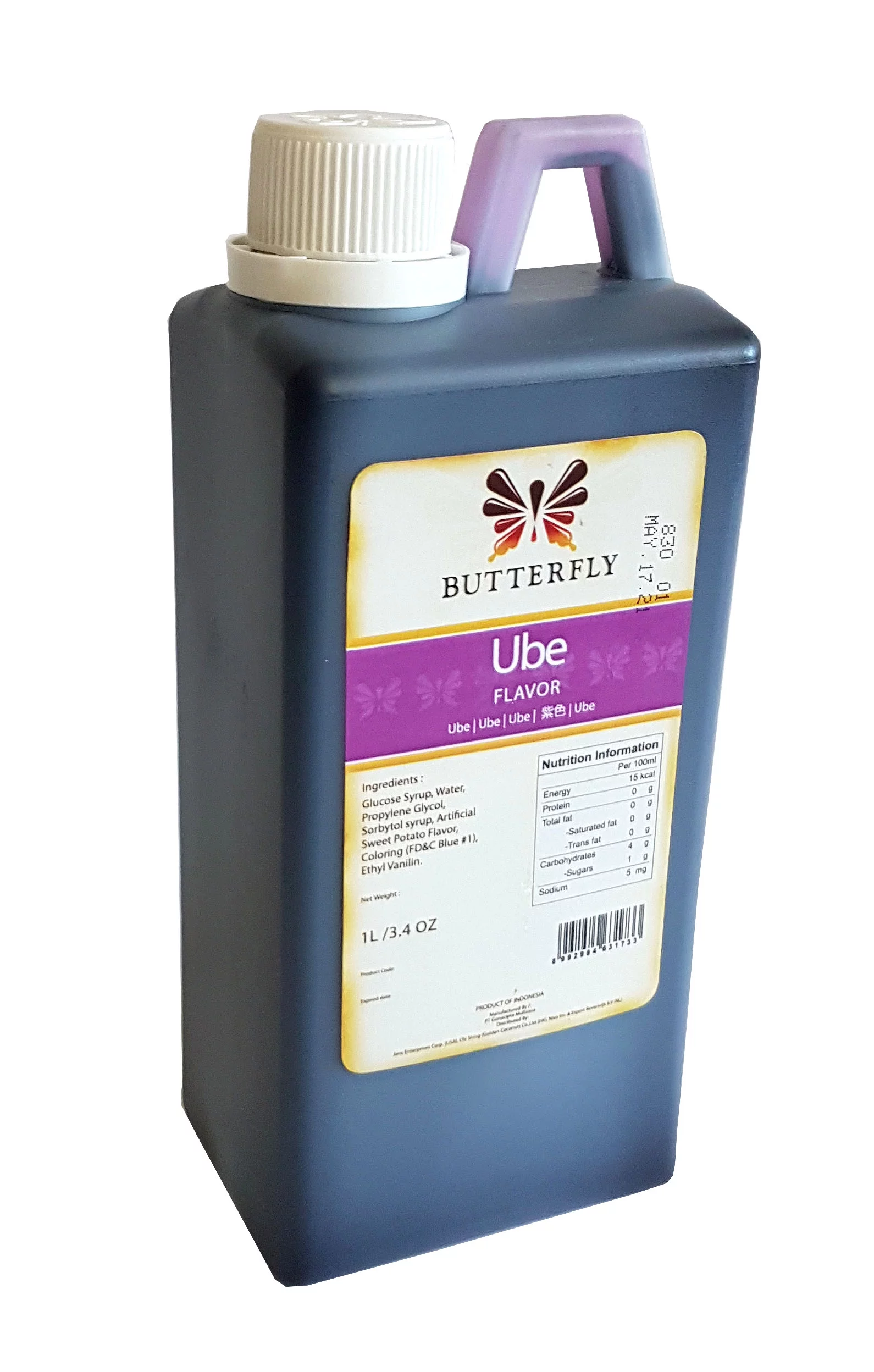 Butterfly Ube Purple Yam Flavoring Extract Restaurant Size 1 Liter 33.8 Oz.