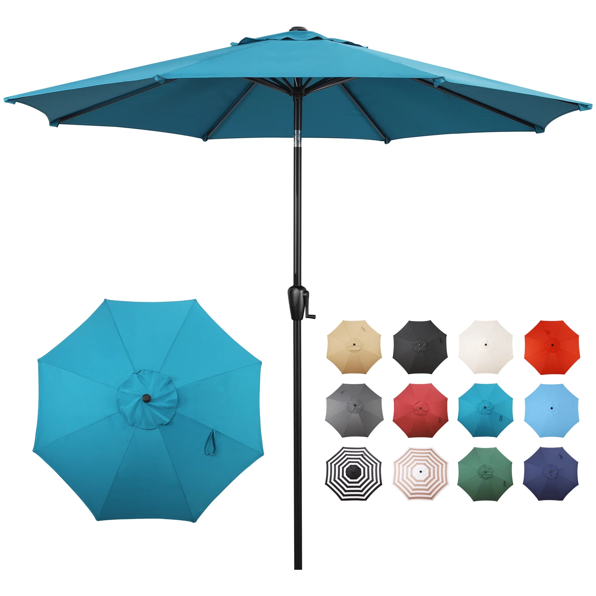Havenside Home Sun-Ray 9' Round 8Rib Aluminum Market Umbrella, Base Not Included Royal Blue