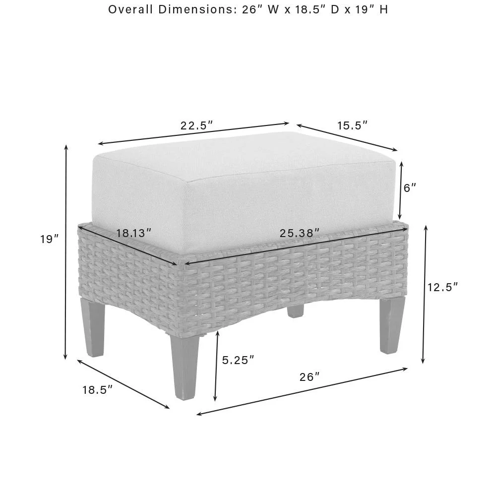 Crosley Furniture Rockport Traditional Wicker Outdoor Ottoman in Brown