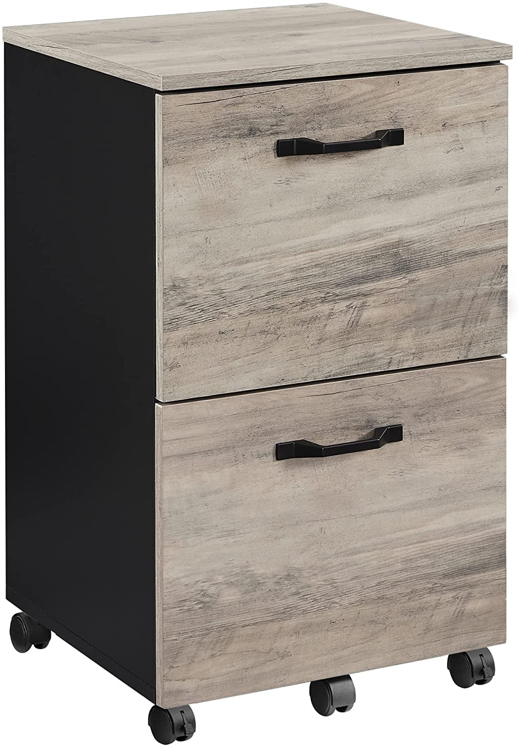VASAGLE Industrial File Cabinet with 2 Drawers, Rolling Office Filing Cabinet, Greige and Black
