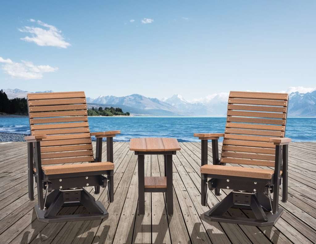 Anchor Bay Amish Crafted Poly Outdoor Swivel Glider, Antique Mahogany on Black