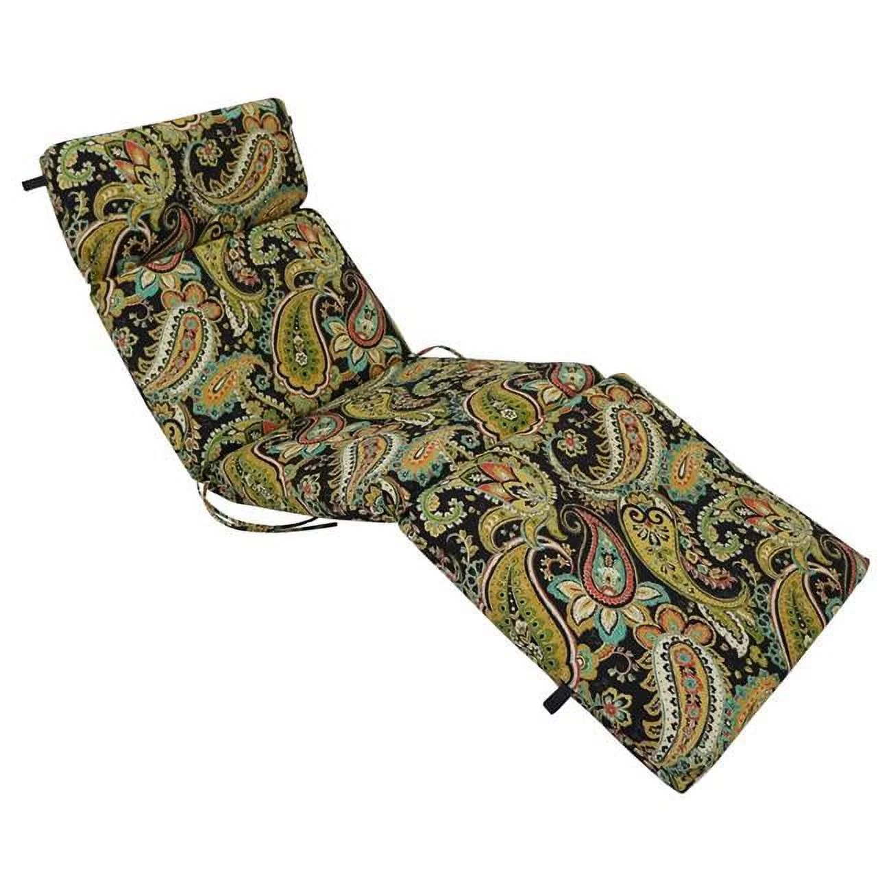 Blazing Needles  72 x 24 in. Patterned Polyester Outdoor Chaise Lounge Cushion, Hadia Franco Noir