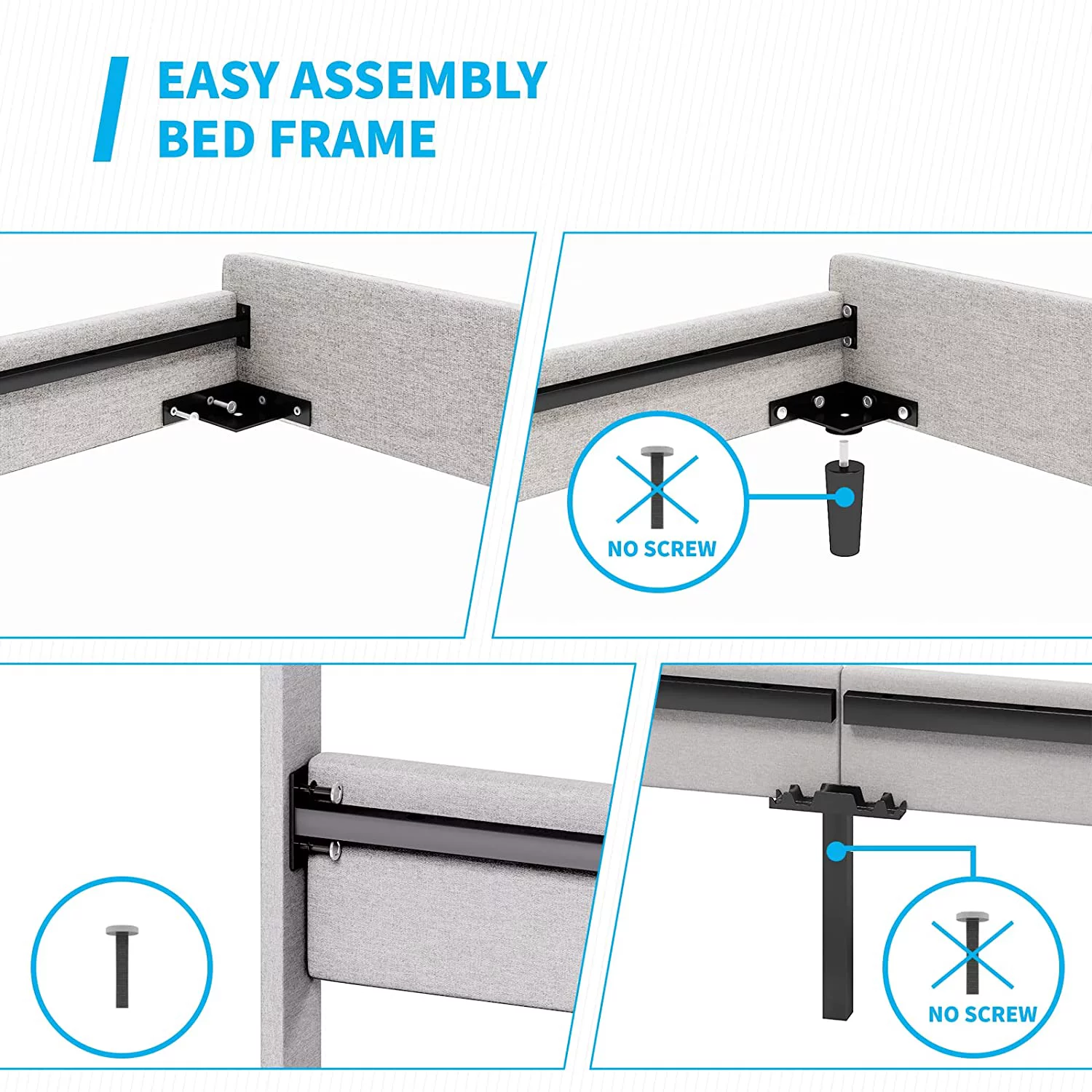 Mjkone Platform Bed Frame ,Full Size Bed Frame with Diamond Burlap Headboard with Button Trim, Durable Wood Slat Design/Mattress Support, Easy to Assemble No Box Spring Needed (Full, Light Grey)