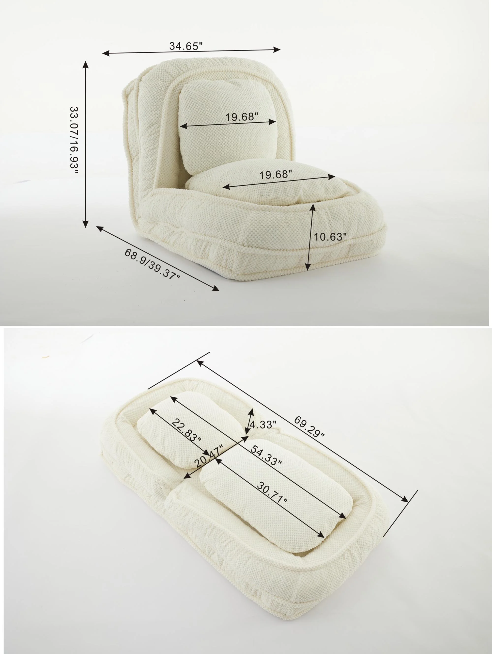 Human Dog Bed ,Lazy Sofa Couch ,5 Adjustable Position,sit,sleep,fold,suit to put in bedroom, living room ,Space Saving Design