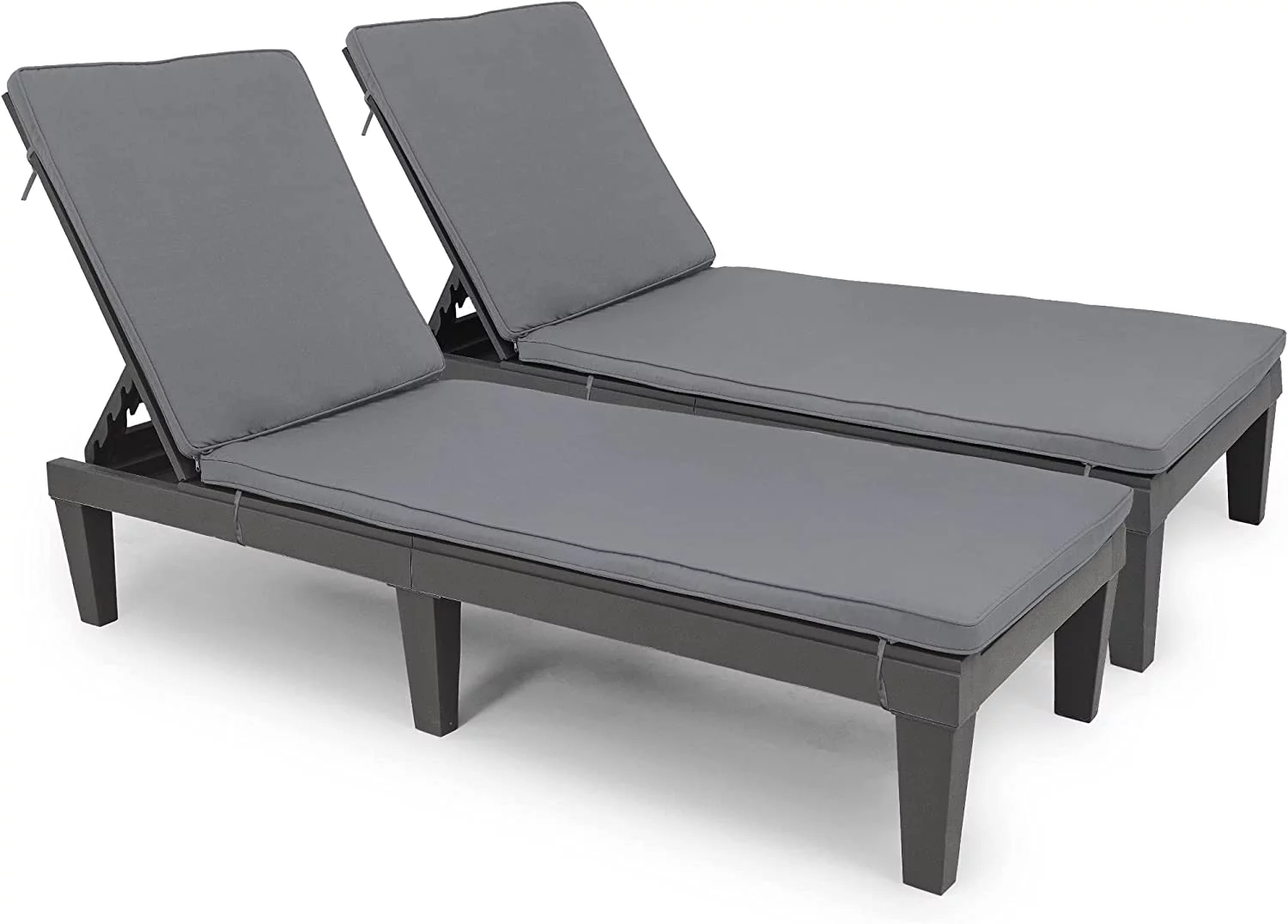 Dextrus 2 Pcs Adjustable Outdoor Chaise Lounge Chairs Set for Comfortable Relaxation, Sturdy Loungers for Patio Poolside, Easy Assembly Black