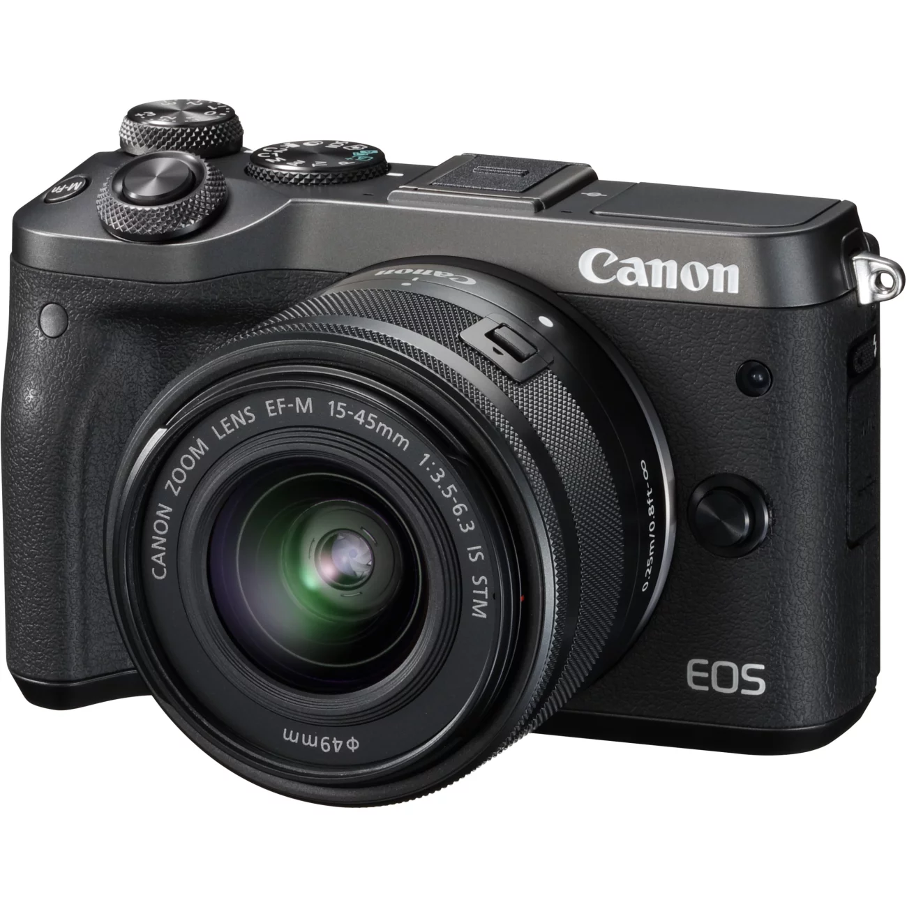 Canon EOS M6 - Digital camera - mirrorless - 24.2 MP - APS-C - 1080p / 60 fps - 3x optical zoom EF-M 15-45mm IS lens - Wireless LAN, NFC, Bluetooth - black