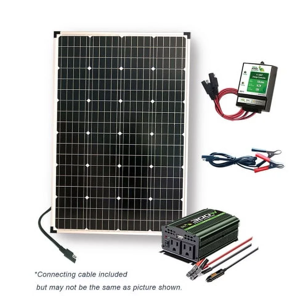 Nature Power (53110) 110 Watt Complete Solar Power Kit: 1 x 110W Solar Panel, 300W Power Inverter, 11Amp CC