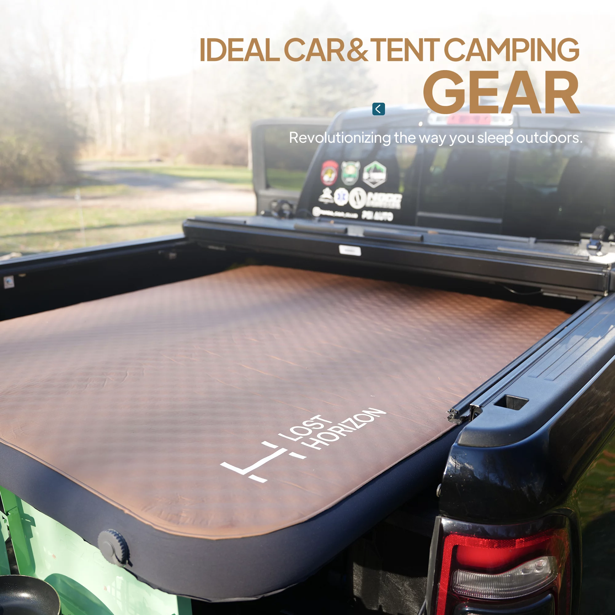 LOSTHORIZON Airsoft 4.5” Thick Self Inflating Sleeping Pad with Solid Foam, Camping Mattress with Pump Sack, Portable Roll Up Bed, Inflatable Outdoor Mat for Rooftop Tent Car Truck Van, 4 Season