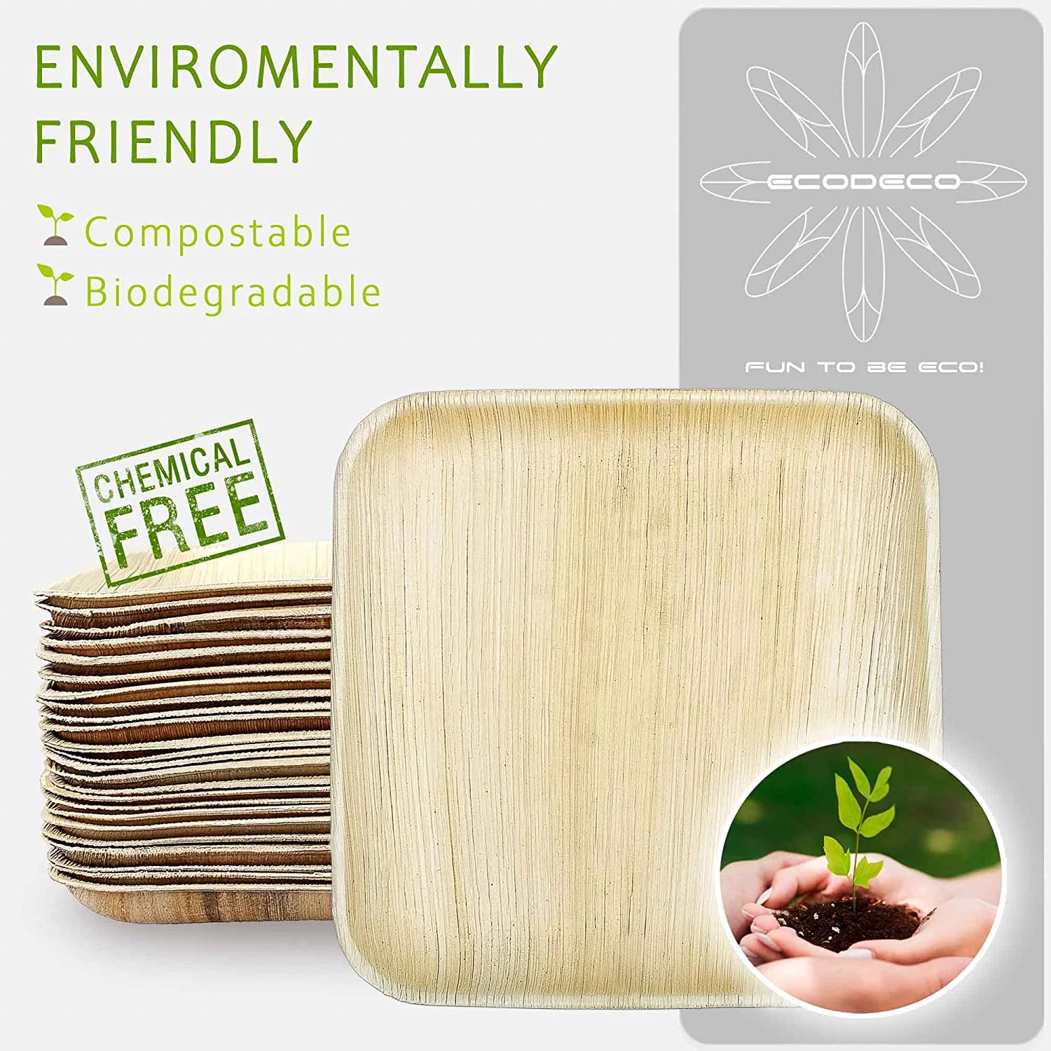 100 Palm Leaf 10 inch Disposable Plates - Compostable Eco Friendly Party Supplies for Party Event Wedding