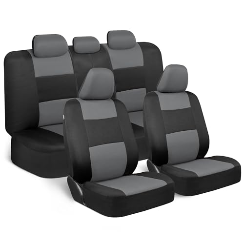 BDK PolyPro Seat Covers Full Set in Solid Black – Front and Rear Split Bench Covers, Easy to Install for Auto Trucks Van SUV Car