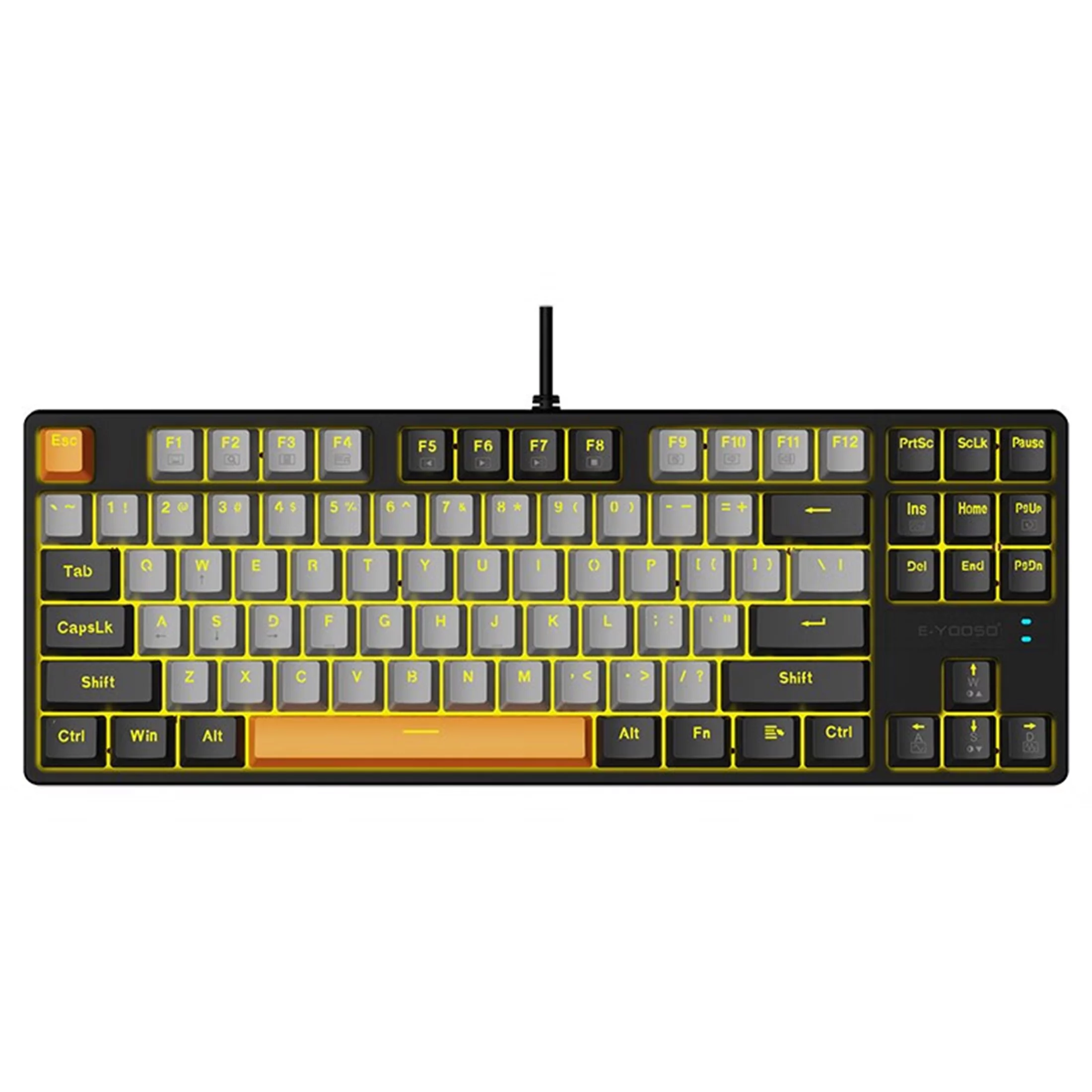 E-YOOSO Z-87 Mechanical Gaming Keyboard 87 Key LED Backlit Wired with Anti-Dust Proof Switches Tenkeyness for Windows PC, Grey Black