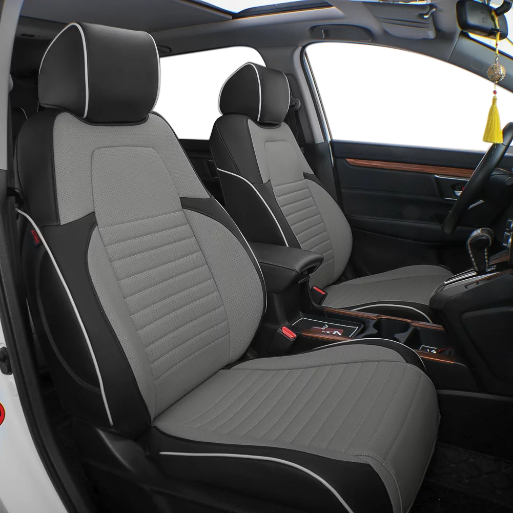EKR Custom Fit CRV Seat Covers for Select Honda CRV 2015 2016 Full Set Leather Auto Seat Covers Black/Gray