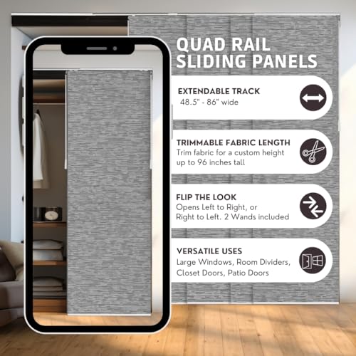 CHICOLOGY Embossed Textured Weave Fabric, Sliding Door Blinds, Room Divider,Vertical Blinds for Patio Doors, Sliding Glass Door Blinds,