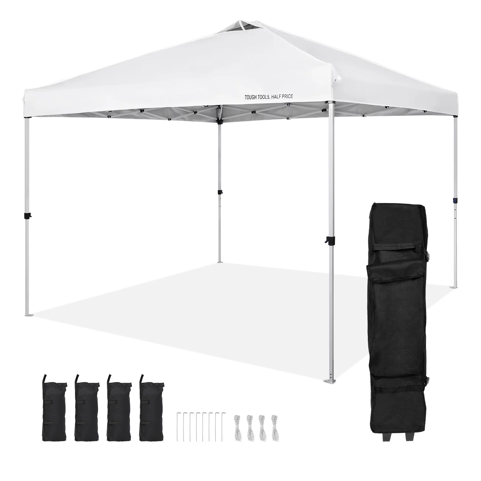 BENTISM Pop Up Canopy Tent, 10 x 10 ft, 250 D PU Silver Coated Tarp, with Portable Roller Bag and 4 Sandbags, Waterproof and Sun Shelter Gazebo