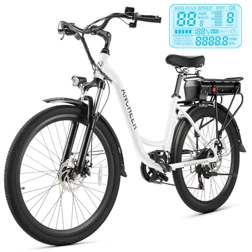 ANCHEER Electric Bike for Adults, 48V 500Wh EBike, UP to 60 Miles, Removable Battery, Fast-Charge, 26