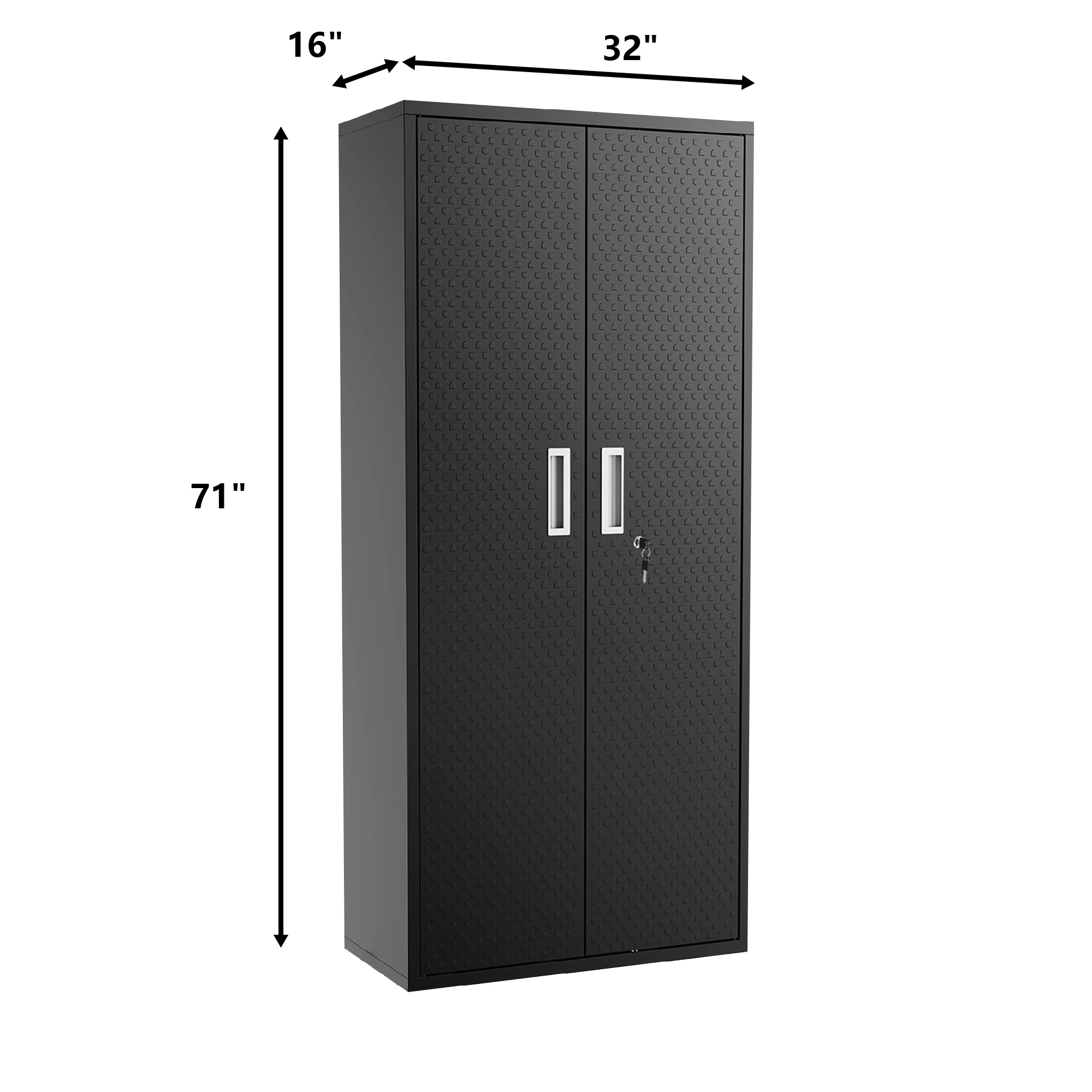 Tall Metal Storage Garage Cabinets with Locking Doors and 4 Adjustable Shelves, Double Handles, Steel Storage Cabinet for Garage, Office, Bedroom,Classroom, Employees,School,GymBlack