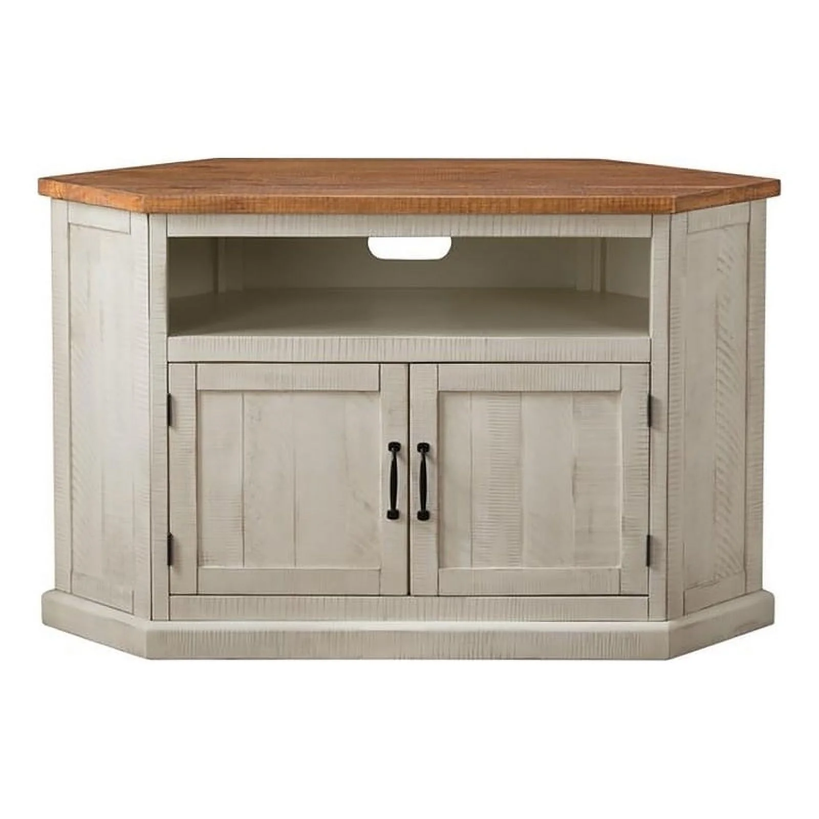 Bowery Hill Rustic Wood Corner TV Stand for TVs up to 50