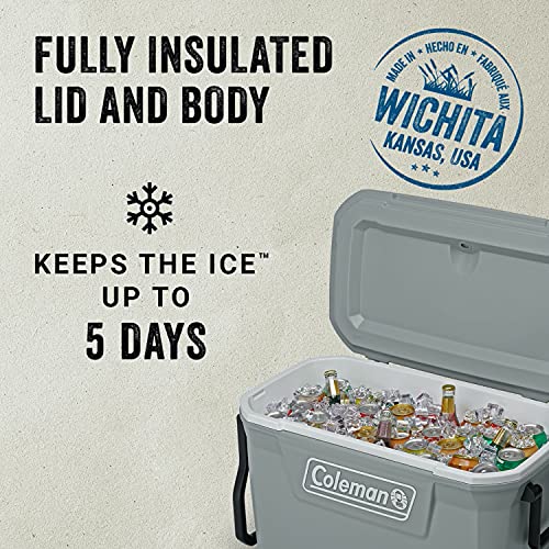 Coleman Classic Series Insulated Portable Rolling Cooler with Wheels, Leak-Resistant Outdoor Hard Cooler Keeps Ice up to 5 Days, 100-Quart