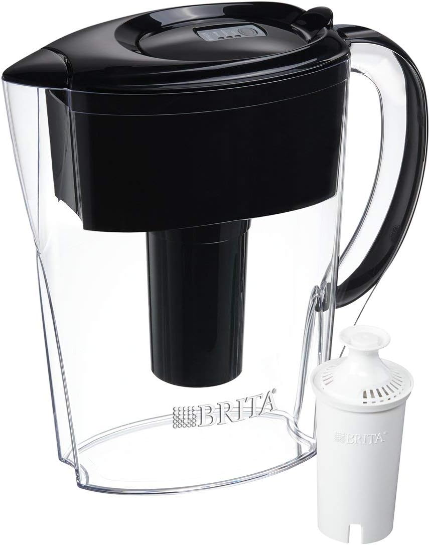 Brita 6 Cup Space Saver BPA Free Water Pitcher with 1 Filter, Black