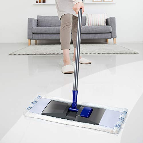 MASTERTOP Microfiber Mop for Floor Cleaning, Flat Dust Mop for Home and Kitchen, Adjustable Stainless Steel Handle with 4 Washable Mop Pads, Hardwood Floor Mop for Wood, Vinyl, 1 Cleaning Scraper