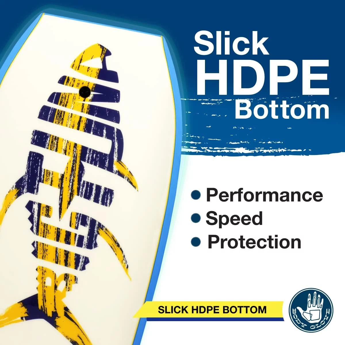 Body Glove Big Tuna 45 inch Large Bodyboard for Tall Riders with Coiled Leash & Wrist Strap - Durable, Light Weight EPS Core with Smooth Top & Slick HDPE Bottom, Blue