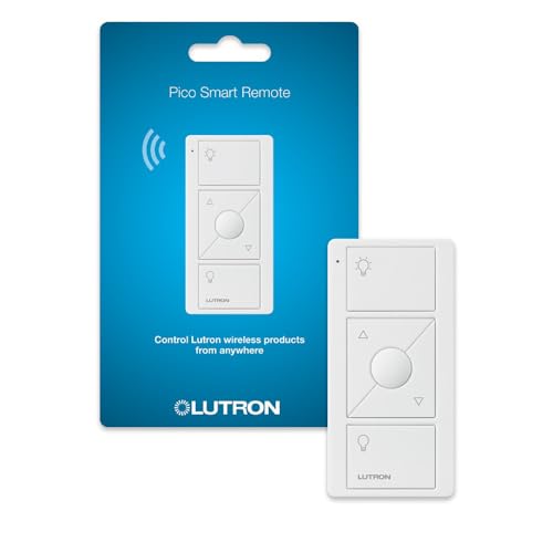 Lutron Pico Remote for Caseta Smart Dimmer Switch, 3-Button Control with Raise/Lower and Preset Lighting Level, For Table Top or Wallmount Use, PJ2-3BRL-WH-L01R, White