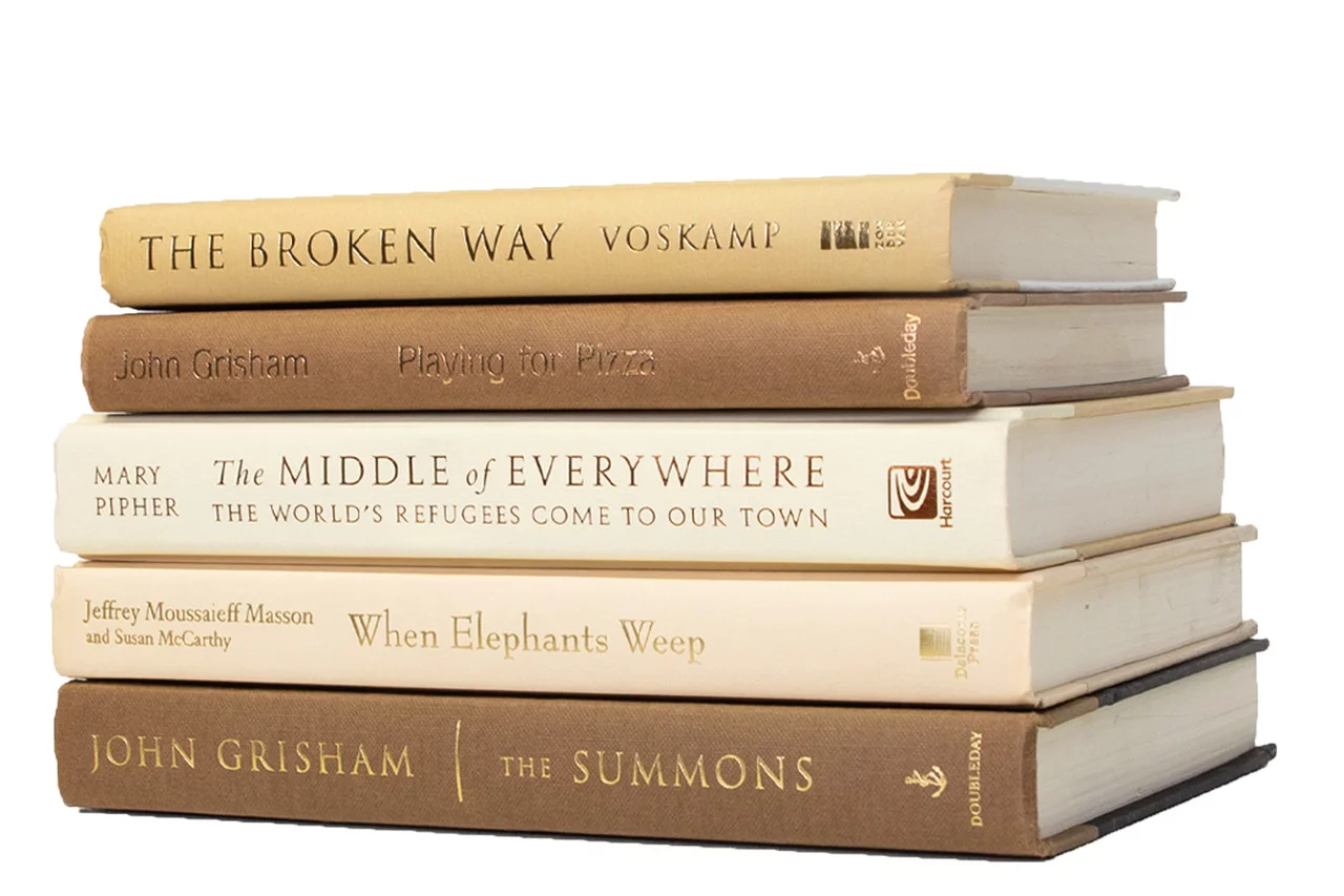 Pen & Willow Beige Decorative Books - Real, shelf-ready book stacks for bookshelves, coffee tables, or end tables. For home or office decor, weddings, or staging decor.