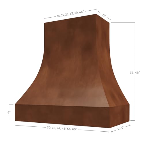 Riley & Higgs Primed Curved Front Trimless Wood Range Hood Cover - Wall Mounted Wood Range Hood Covers, Plywood and Maple