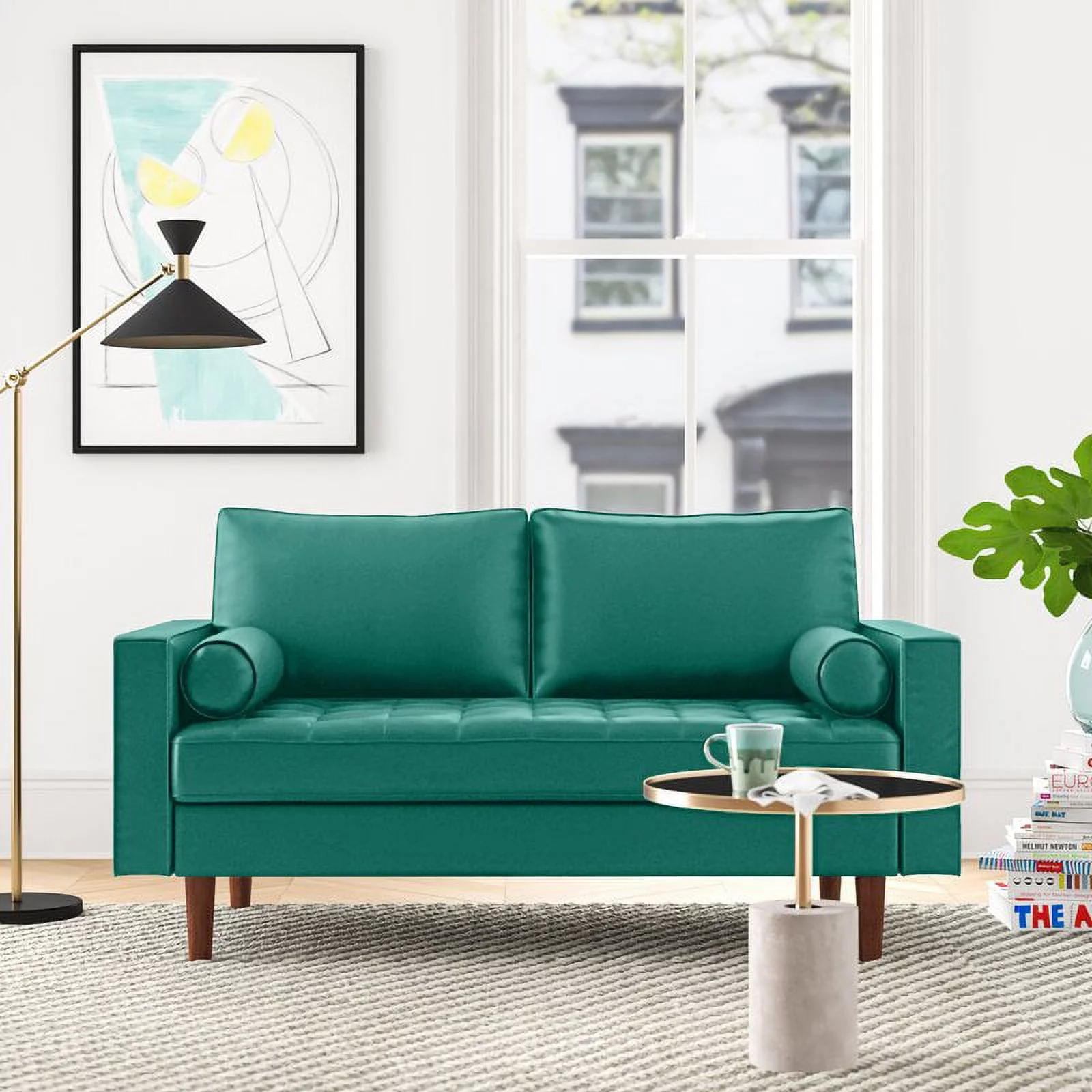 Uspridefurniture Womble 50.3'' Velvet Square Arm Loveseat -Green
