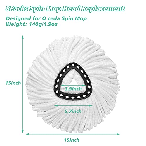 10 PCS Spin Mop Replacement Head,100% Microfiber Mop Heads Replacements with Triangle Spin Mop Head, 360 Degree Round Spin Mop Replacement Head for Easy House Cleaning Floor Mopping