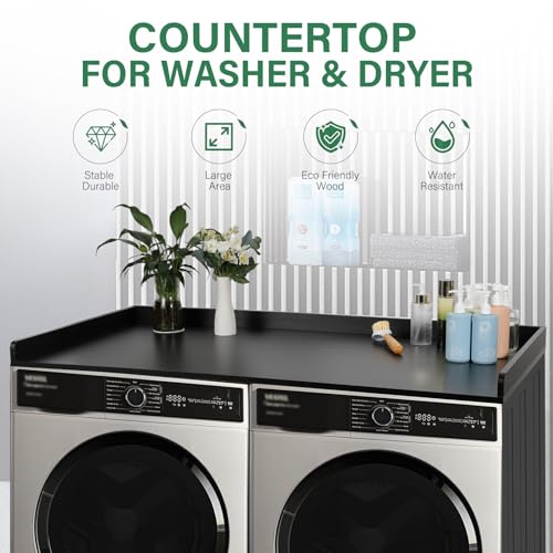 clicliet Washer Dryer Countertop, Laundry Countertop with Edge Rails, 27.5