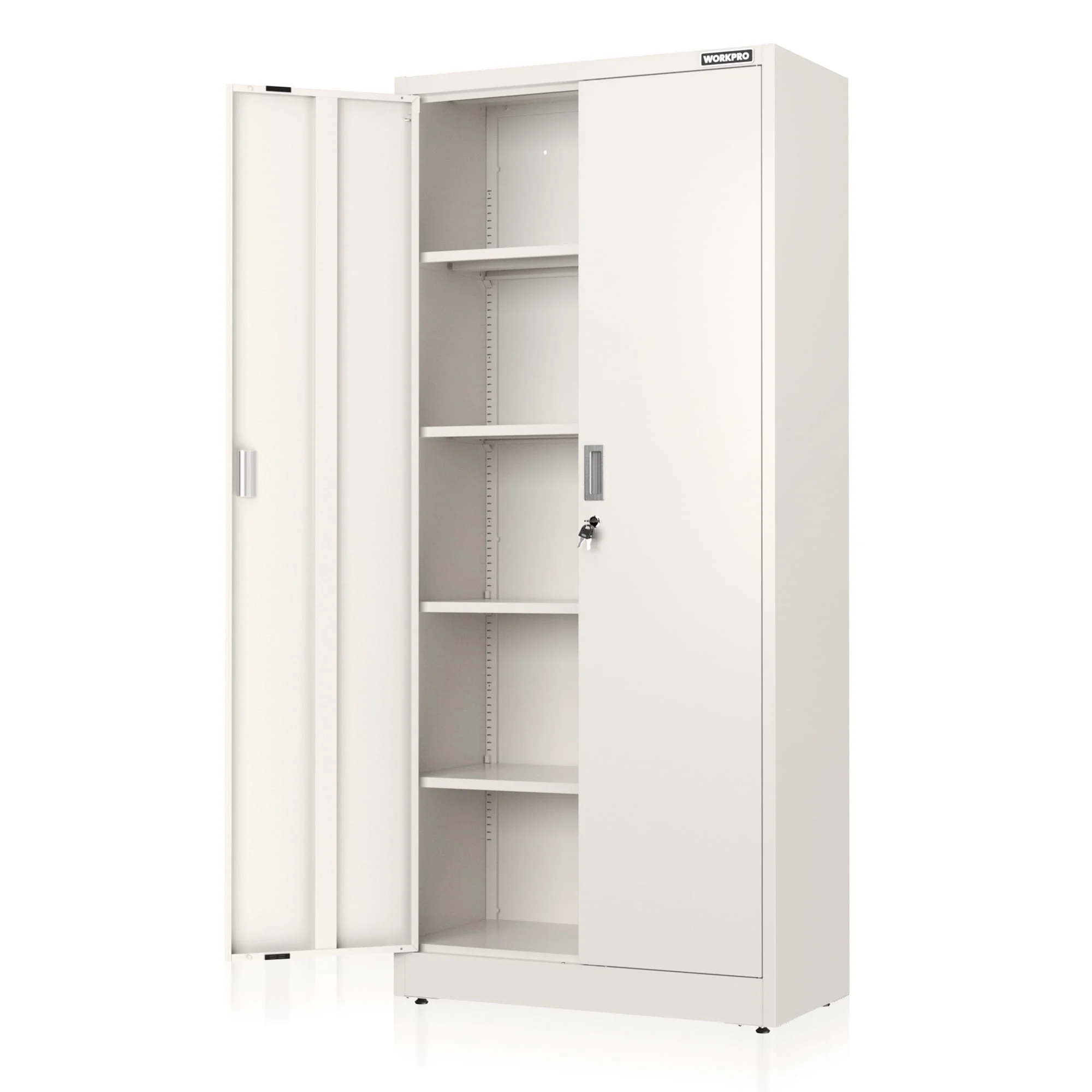WORKPRO Metal Garage Storage Cabinet-White(31.5in.Wx15.75in.Dx71in.H), Solid packed