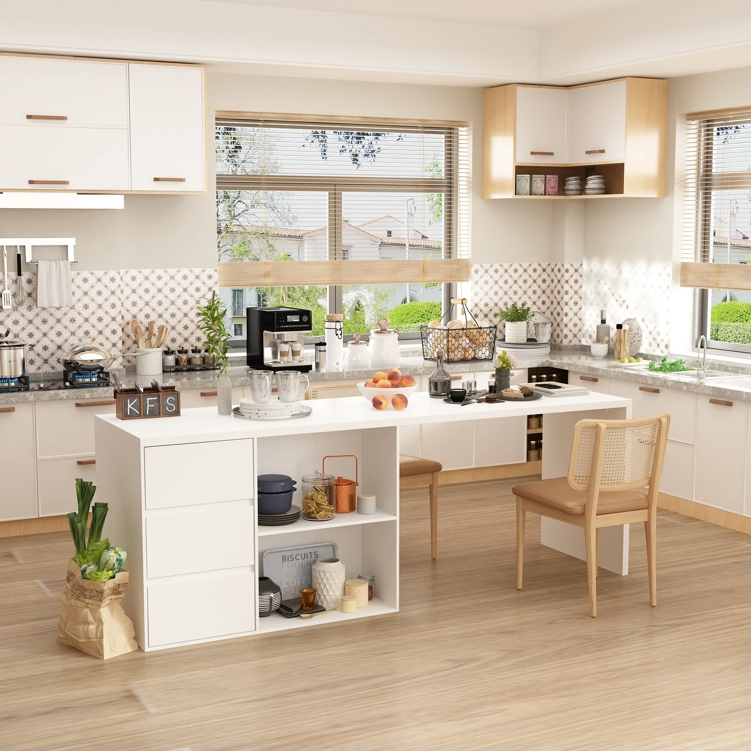 Home Island Table Dining Storage Cabinet Kitchen Island Dining Table