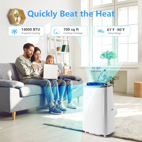 14000 BTU Portable Air Conditioner, Air Conditioners 3-in-1 Compact Fast Cooling Indoor AC Unit