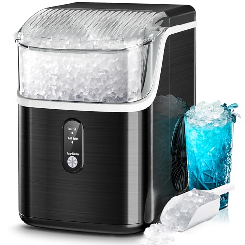 Kismile Nugget Ice Makers Countertop,Pebble Ice Maker Machine with Chewable Ice, 35lbs/Day,One-Click Operation,Self-Cleaning Countertop Ice Machine,Pellet Ice Maker Countertop for Home/Kitchen/Office