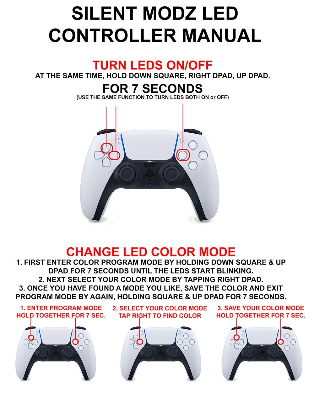 USA Flag Silent Modz LED Light Up Buttons Wireless Custom Controller for PS5