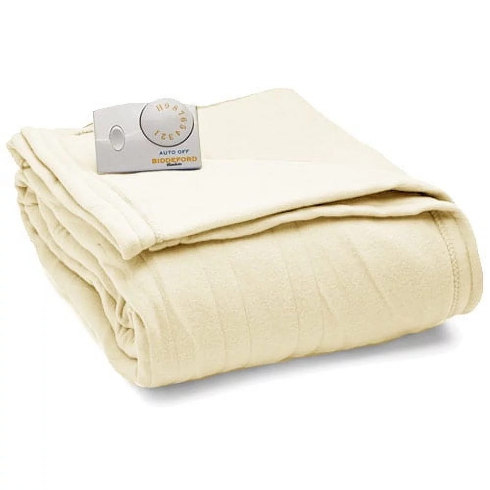 Biddeford 1001-903292-757 Knit Fleece Electric Heated Blanket Full Natural