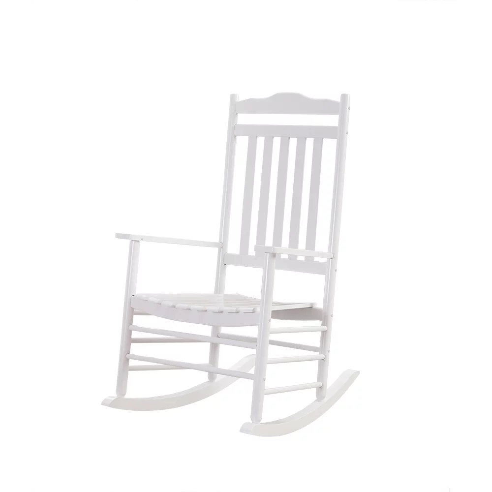 BplusZ Paint Wood Rocking Chair Porch Rocker Outdoor, White