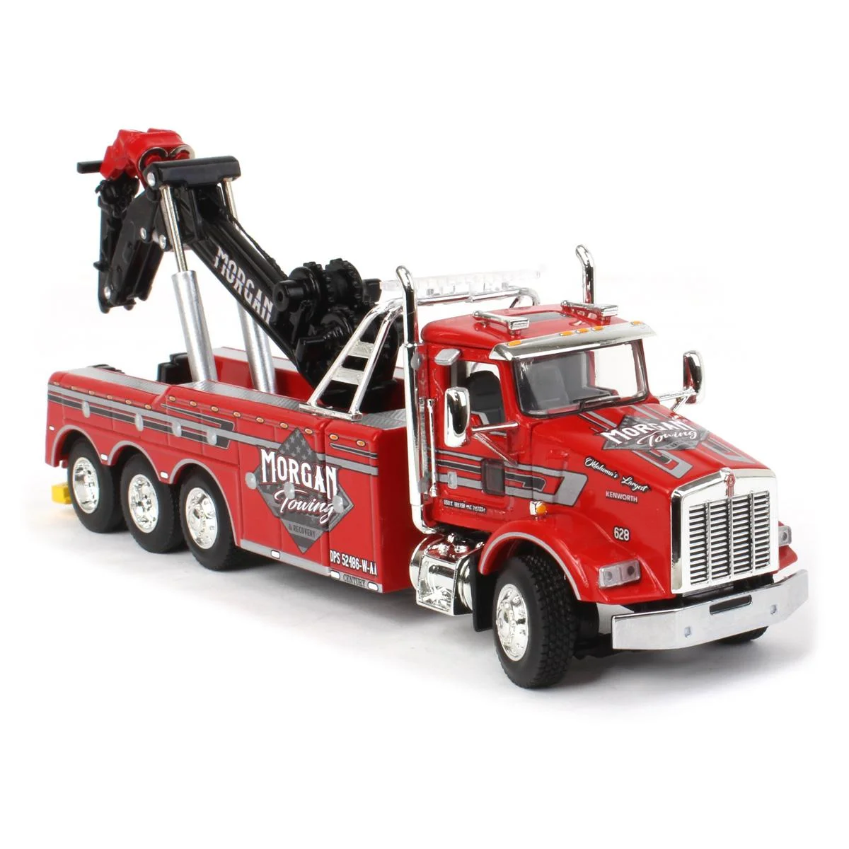 Kenworth T800 Day Cab Tow Truck with Miller Century 9055 Wrecker Red Morgan Towing  Recovery 1/64 Diecast Model by DCP/First Gear
