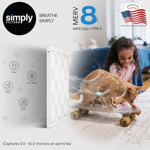 Simply Filters 20x20x1 MERV 8, MPR 600, Air Filter (6 Pack) - Actual Size: 19.75