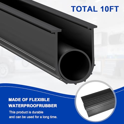 DGSL Garage Door Seals Bottom Rubber Weather Stripping Kit Seal Strip Replacement,Universal Weatherproof Threshold Buffering Sealing Rubber 5/16 Inch T Ends, 3 3/4 Inch Width (16 Ft, Black)