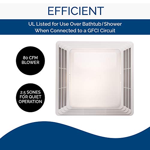 Broan-NuTone 678 Ventilation Fan and Light Combo for Bathroom and Home, 100 Watts, 50 CFM,White